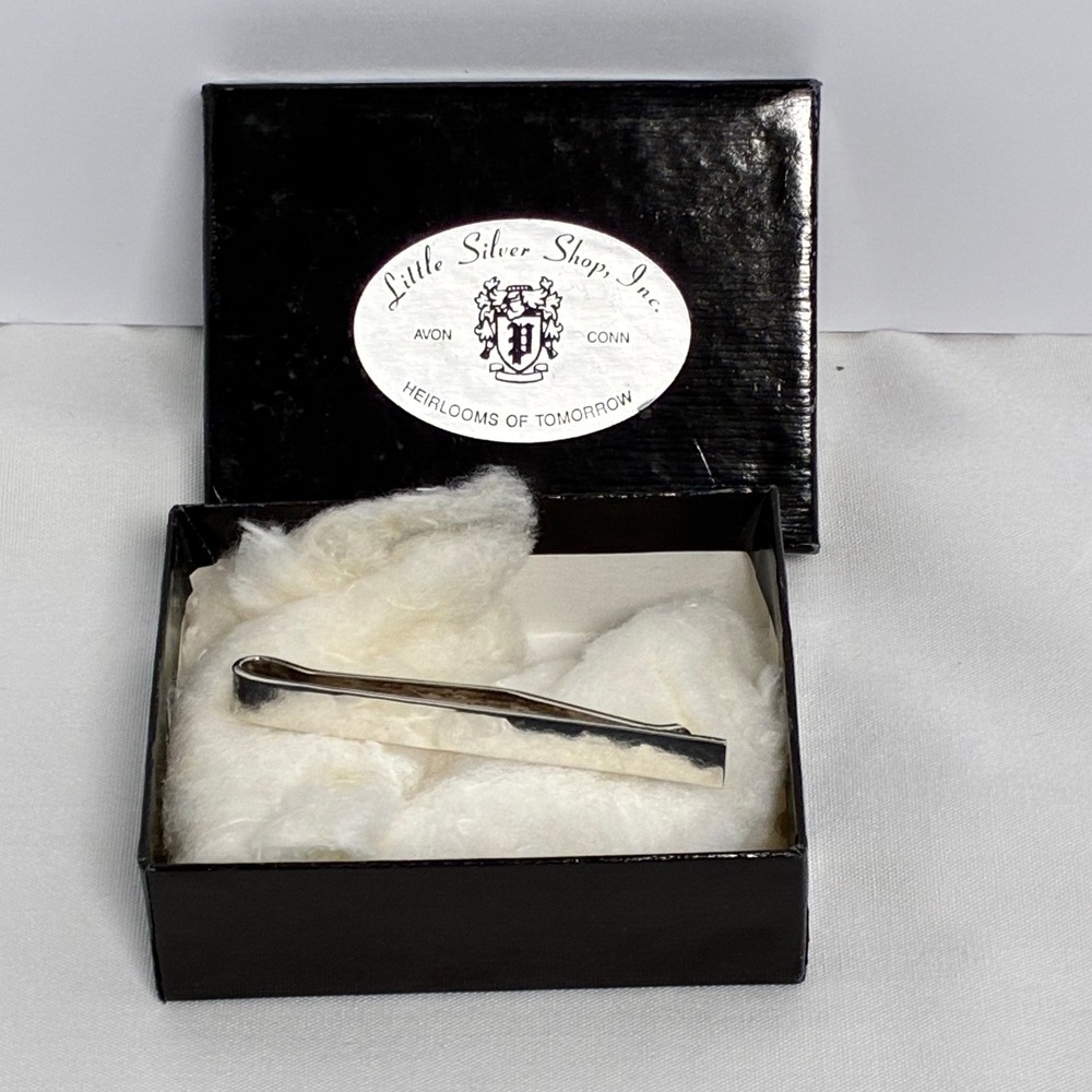 Vtg Parker Tie Clip Silver Sterling Hammered Formal Wedding Heirloom Dapper